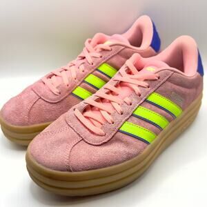 Adidas VL Court Pink Lemon Blue Platform Sneakers Womens Sz 8.5